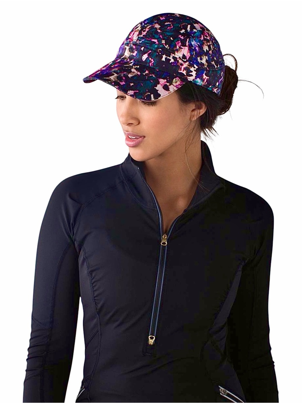 NWT - Lululemon Race To Win Run Hat Floral Backdrop Black Pretty Purple - OS